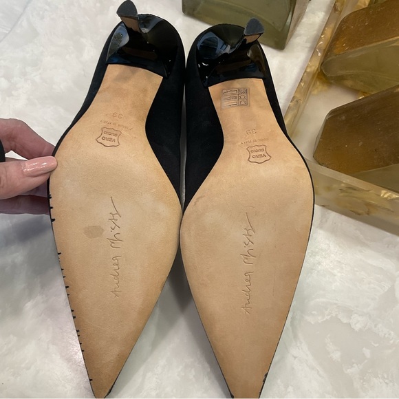 SOLD - Andrea Pfister sequin pumps, black, pointed toe, made in Italy, Sz 39/8.5 - Picture 4 of 13